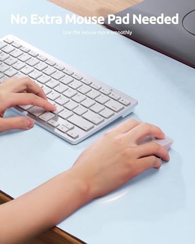Image of YSAGi Leather Desk Mat, Large Mouse Mat, 60 x 35 cm, Baby Blue