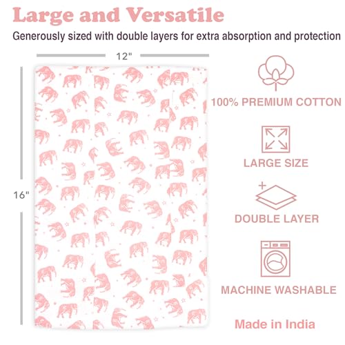Baby Burp Cloths for Boys and Girls - 7 Pack Large 100% Organic Cotton - Double Layered Extra Absorbent Burp Rags, Pink3