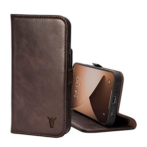 TORRO Case Compatible with iPhone 13 Pro Max – Premium Leather Wallet Case with Kickstand and Card Slots (Dark Brown)