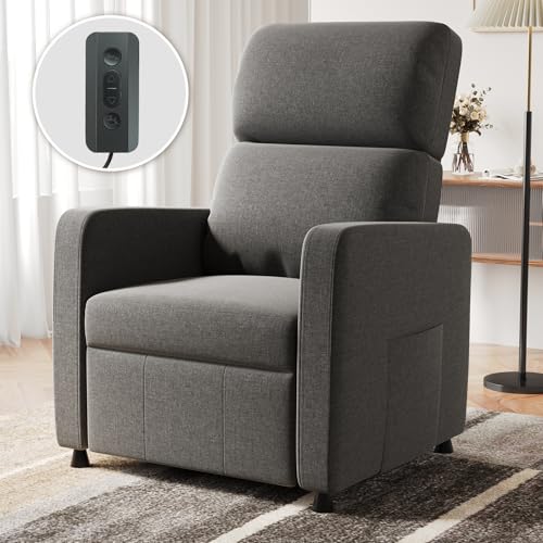 Devoko Relaxsessel, Fernsehsessel mit Liegefunktion, TV-Sessel mit Liegefunktion, Einzel Liegesessel Relaxsessel Elektrisch für Wohnzimmer, Schlafzimmer, Grau