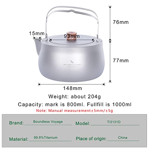 Boundless Voyage Titanium Kettle 800Ml/27Fl Oz Folding Handle Filter Camping Teapot Coffee Pot For Outdoor Boil Water #TOP2