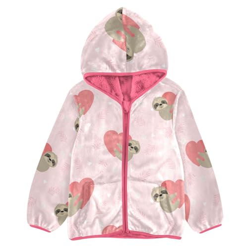 OTVEE Cute Sloth Valentine Animal Kids Hoodie Jacket Fall Spring Full Zip Warm Outwear Coat