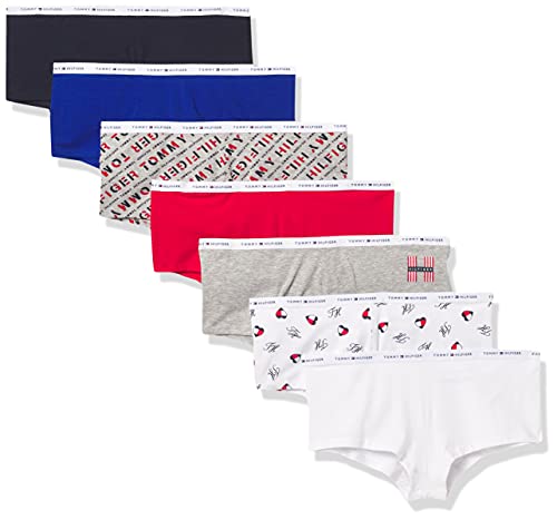 Tommy Hilfiger Women's Intimate Apparel Classic Cotton-Soft Logoband Boyshort Panty Underwear, 7-Pack Multicolor, Medium