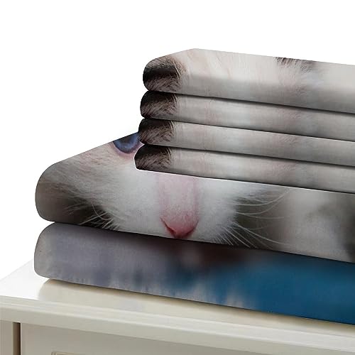 Parure de lit chat impression 3D réaliste avec housse de couette zippée - 6
