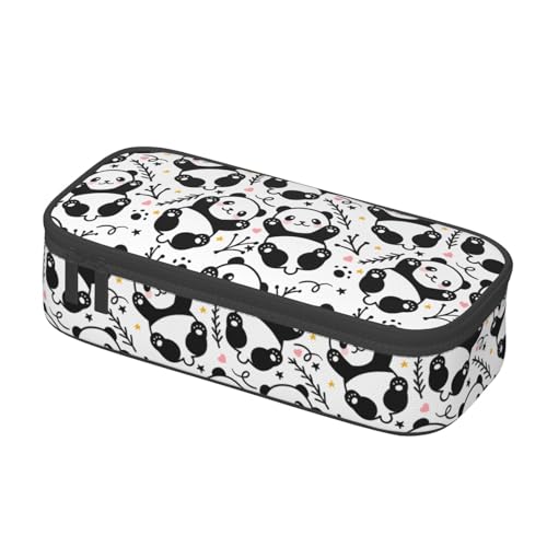 Image of Cute Panda Large Pencil Case With Zipper Compartments Stationery Pencil Bag For Kids Teens Students School Supplies