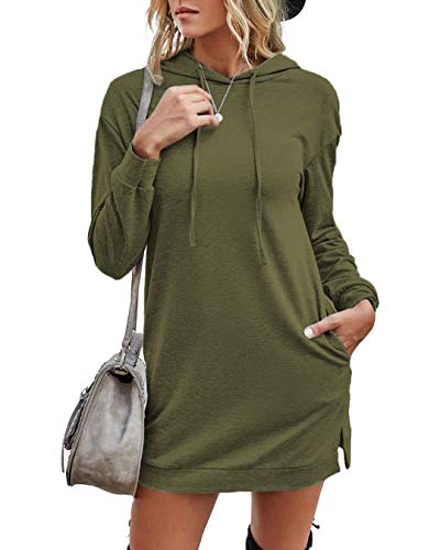 Trendy Queen Women's Tie Dye Oversized Tunic Hoodie Long Pullover Hooded Dress Sweatshirt with Pockets