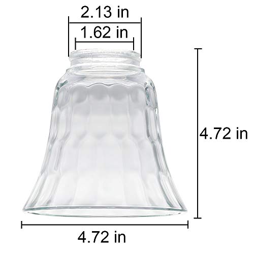 Image of Ceiling Fan Light Covers, Clear Hammered Style Bell Glass Shade, Lighting Replacement Glass Shade Standard 2-1 /8 inch Fitter Size, Perfect Ceiling Fan Globes Replacement Glass Accessories, Pack of 4