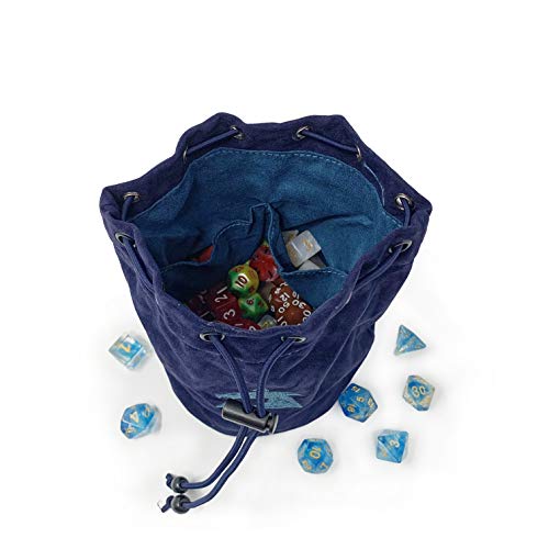 Dundra Multipocket Dice Bag - Dnd Velvet Pouch - Large Dice Bags For D&D With Pockets - Soft Case For Rpg Dice Storage - Drawstring Pouches For Role Playing Games Dice Set - Polyhedral Dice Bag (Navy) #TOP1