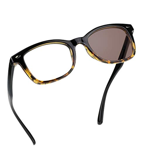 Image of YEIN Blue Light Blocking Glasses, Photochromic Brown Sunglasses, Computer Reading Glasses, TV Glasses for Women /Men(Tortoise,+2.50 Magnification)