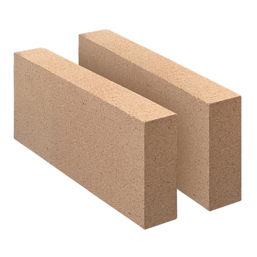 Image of Fire Bricks, Woodstove Firebricks, Size 9″ x 4-1 /2″ x 1-1 /4″, 2-Pack, Insulating Fire Bricks, 1.25 inch Thick Clay Firebricks Replacement for Wood Stoves, Fireplaces, Fire Pit, Kiln, Pizza Oven