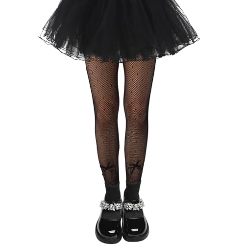 Image of Girls Lace Fishnet Tights Toddler Sheer Patterned Stockings Hollow Dance Pantyhose for Kids Halloween Tights