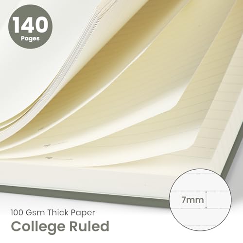Image of Taja Lined Spiral Journal Notebook for Women & Men, 140 Pages, College Ruled Hardcover Notebook for Work & Note Taking, Journals for Writing, A5(5.7 inch x 7.9 inch) - Stone Gray