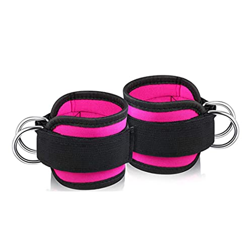 Pair of Ankle Straps for Cable Machines,Gym Cuffs with Neoprene Padding, Adjustable Velcro Strap & Heavy Duty Steel Double D Rings