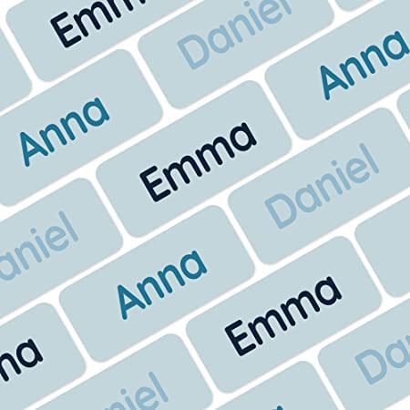 My Nametags® Award-Winning Name Stickers for Clothes & Items | 56 No-Iron, Washable Stick-On Tags for Babies, Kids & Adults (Light Blue-Grey)