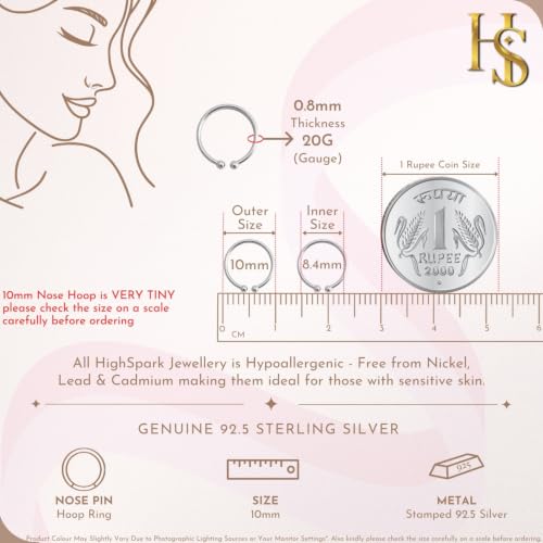 Image of HighSpark 92.5 Sterling Silver Faux Nose Ring for Women | No Piercing Required | Simple & Elegant Nose Ring for Women & Girls | Lovely Gift