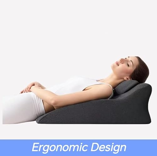 Miniatura 6 de Almohada ergonómica multifuncional de cuña con nueva posición prona para leer, diseño único curvo de espuma viscoelástica, juego de cama de lujo