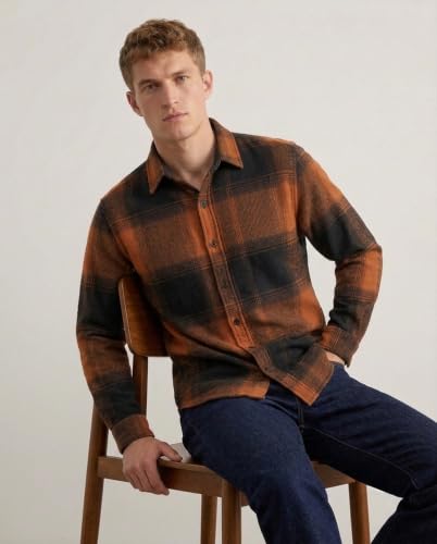 Image of DEELMO Men's Cotton Blend Printed Checkered Casual Shirt | Full Sleeve Button Down Regular Fit Collared Shirt | Soft & Breathable Everyday Wear for Office (Available in Plus Size)