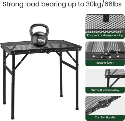 Table de camping plateau en maille antirouille et patins stables - 4