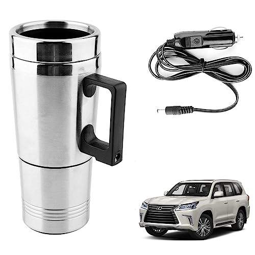 Image of Oshotto 12V Stainless Steel Car Heating Kettle /Mug, Travel Friendly electric Tea /Coffee maker Compatible with Lexus LX 570 (300ml) - Silver
