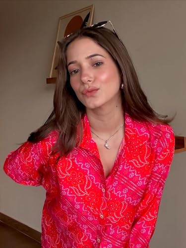Image of Aahwan Orange Solid Button Up Drop Shoulder Striped Print Casual Formal Long Sleeve Shirt for Women's & Girl's