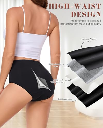 Image of Incontinence Underwear for Women Cotton, Leak-Proof Panties High Waist