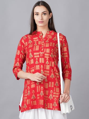 Image of Women Rayon Straight Golden Foil Printed Kurta with Palazzo || Kurti with Palazzo Set for Casual Party & Festival Wear in Round Neck with 3 /4 Sleeve for Girls