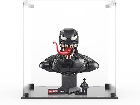 Display Case Compatible with LEGO 76356 Venom Bust - Display Case, (Clear Back Panel)