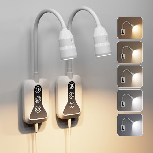 Image of Wall Mounted Reading Light, Wall Light with Motion Sensor Switch, 5 Dimmable & 5 Color Temperature Adjustable, USB-C Output, Flexible Neck Book Light for Bed, Sofa, Desk,Dorms, Heaboard