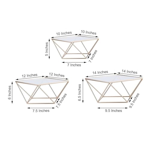 Efavormart CHDLR_CAKE07_SET_GOLD Efavormart Set Of 3 Metal Geometric Cake Stand Gold Cake Riser thumb #1