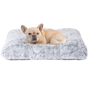 EHEYCIGA Fluffy Dog Crate Bed for Medium Dogs, Plush Faux Fur Dog Crate Pad, Calming Anti Anxiety Medium Dog Bed for Crate, Washable Soft Warm Dog Crate Mat with Non-Slip Bottom