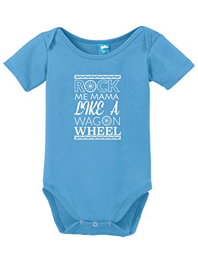 Rock ME Mama Like A Wagon Wheel Printed Infant Bodysuit Baby Romper Light Blue ...