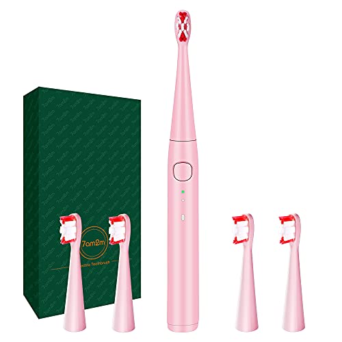 Sonic Electric Toothbrush with 4 Brush Heads for Adults and Kids, Wireless Fast Charge, One for 30 Days,2 Modes with 2 Minutes Build in Smart Timer
