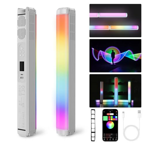 SIRUI Barra de luz de video LED RGB de 30 W con rejilla de luz suave, luz de tubo T30, 2500 K ~ 7000 K (blanco)
