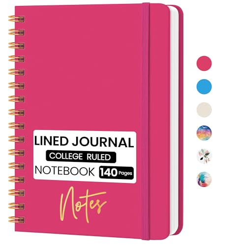 CICPAP Lined Spiral Journal Notebook, A5 College Ruled Notebook for