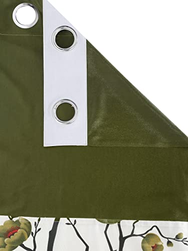 Image of Fashion String 2 Pieces Solid Patch 3D Tulip Eyelet Polyester Window Curtains - 5 Feet, Green