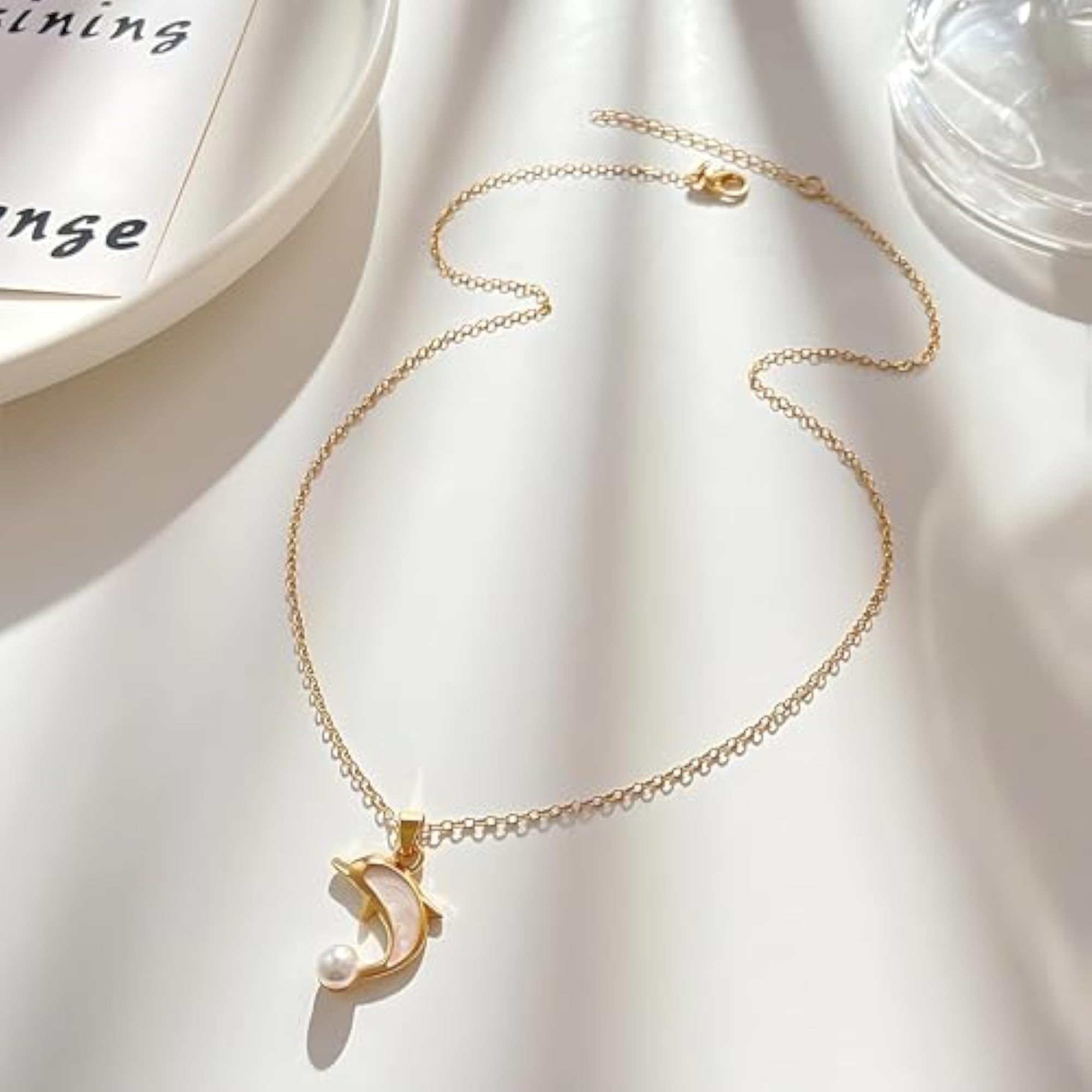 18K Gold Plated Dolphin Pendant Necklace, Everyday Elegance