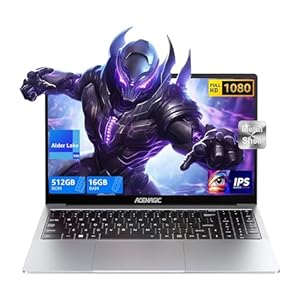 ACEMAGIC Laptop,Metallgehäuse,15,6 Zoll FHD,16 GB DDR4 512 GB SSD Notebook,Intel Quad-Core N95(bis zu 3,40 GHz) schlägt N5095,Leichter Laptop 15 Zoll mit WiFi,BT5.0,USB 3.2×2,Type C,HDMI(Silber)
