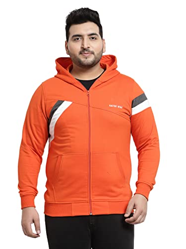 Image of Kalt Men Full Sleeves Zipper Fleece Striped Hoodie
