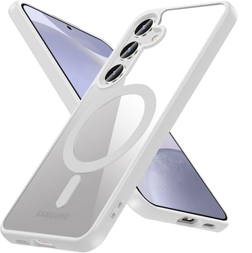 Image of DIZORO Samsung S24 fe case,Compatible with MagSafe, Non Yellow Military-Grade Drop Protection & Hard PC Back Cover Slim Transparent Anti-Scratch Shockproof Phone Case (Magsafe White)
