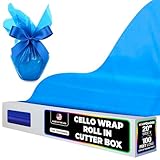 Hygloss Products Cellophane Roll – Cello Wrap in Easy Cutter Box for Crafts, Gifts, and Baskets - 20 Inches x 100 Feet - Blue