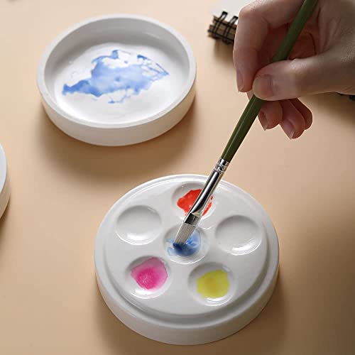 Ceramic Paint Palettes Porcelain Paint Mixing Tray Saucer Nesting Trays for Watercolor Gouache Painting,5 Wells,4 inch Stackable. - Image 8