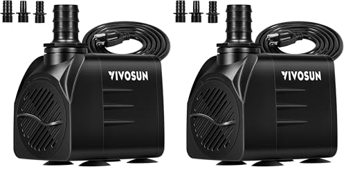 Image of VIVOSUN 660GPH Submersible Water Pump, 2500L /H 35W aquarium pump, Ultra Quiet Fountain Pump with 8.2ft /2.5m High Lift for Fish Tank, Pond, Aquarium, Statuary, Hydroponics (Pack of 2)