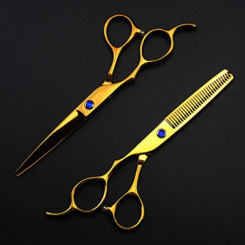 Ciseaux de coiffure gaucher dorés en acier 440C pour coupe précise