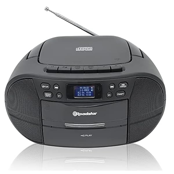 Roadstar RCR-779D /BK, Radio portatile stereo DAB /FM, CD, cassette con telecomando, Nero
