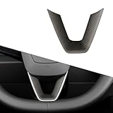 JSWAN Real Carbon Fiber Steering Wheel Panel Cover Fit for Tesla New Refreshed Model 3 Highland Performance (2024+) Steering Wheel Frame Trim Cover Interior Accessories (Matte Plain Weave)
