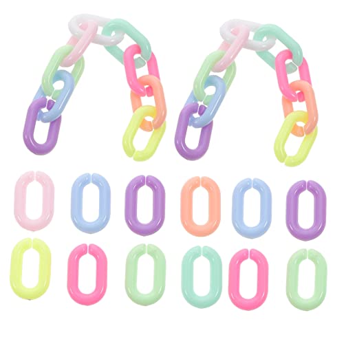 Uonlytech 200Pcs Pastel Acrylic Chain Links for Crafts Durable Linking Rings for Bag Purse Phone Chain Accessories Smooth Surface for Easy Assembly