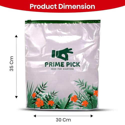 Image of PRIME PICK Multipurpose Zip Lock Storage Bags Small, Medium and Large, Reusable & Reclosable Double Zipper, Leak-Proof Food Grade Plastic, Microwave Freezer Saf (1, M)