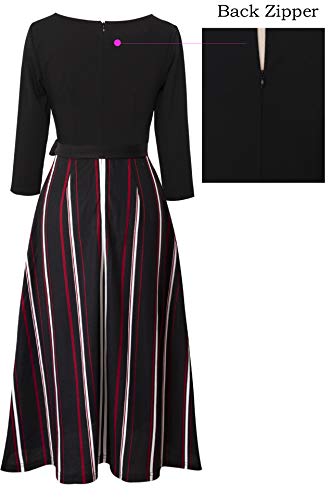 Image of VFSHOW Womens Work Business Casual Church Pockets Belted A-Line Midi Dress