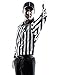 Geyoga 4 Pcs Men's Official Referee Costume Set Black and White Stripe Referee Shirt Hat Whistle Lanyard for Carnival(XL)