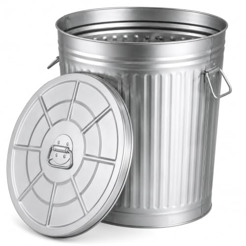 Gardenised galvanized steel trash can